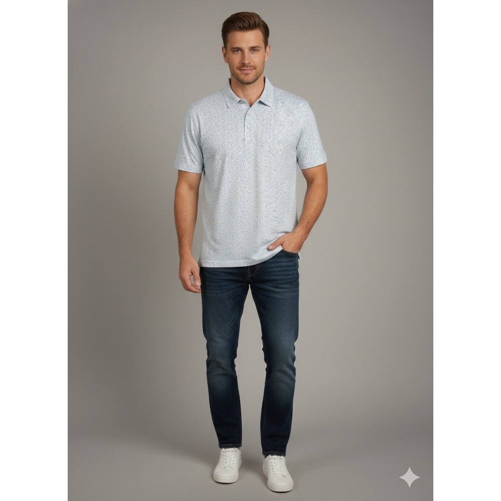Peter Millar Summer Comfort Polo Shirt XXL Blue Cocktail Drink Print Performance
